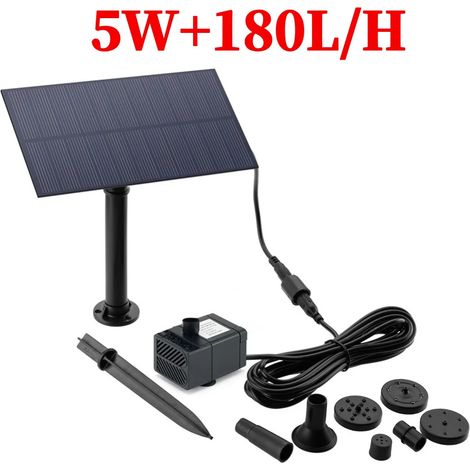 Kit de pompe à eau solaire sans balais 50W/30W/5W CC 12V silencieux pour piscine, fontaine cascade extérieure noire, jardin, bassin, abreuvoir à oiseaux (1/5)