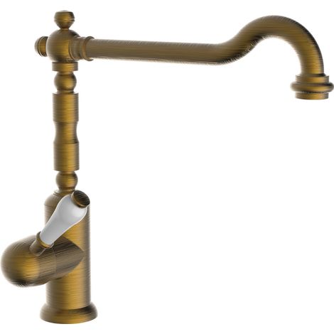Schläfer 86126510 Miscelatore Rubinetto da Cucina Lavello Serie Retrò in Stile Antico Vecchio Ottone, Canna Alta Girevole Universale, Rubinetto Vintage Universale in Bronzo per Lavatoio, Lavanderia (1/5)