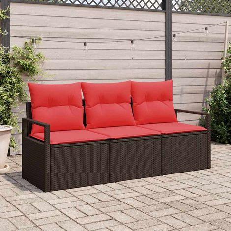 Sofa Set mit Kissen 3 pcs Braun Poly Rattan (1/5)
