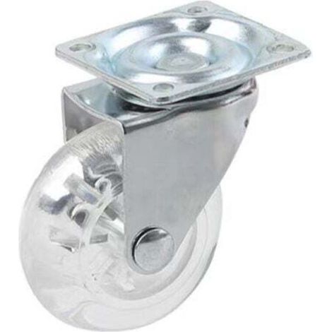 Confezione da 4 ruote trasparenti da 50 mm con freni per un facile trasporto, XU, facili da spostare, adatte a tutte le superfici (50 mm), rivestimento in gomma trasparente, carico totale 140 kg. - KZ (1/3)