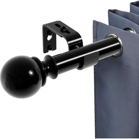 1 Tringle à rideau,Acier inoxydable,Réglable 84-143cm,Finitions rondes,Noir,Pour salon chambre