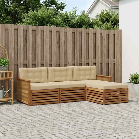 vidaXL Ensemble de canapés d'extérieur avec coussin Naturel et Beige (1/5)
