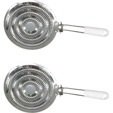 Diffuseur de chaleur pour plaque de cuisson, accessoire pour cuisinière à gaz, lot de 2 diffuseurs de chaleur, blanc, acier inoxydable, 20,5 cm (1/5)