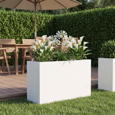 vidaXL Macetero de Jardín Blanco 80 x 40 x 50 cm (1/5)