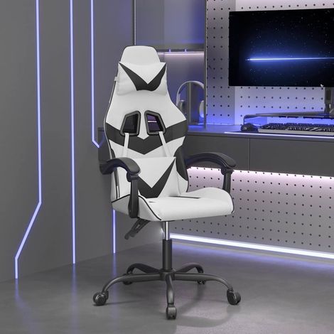 Beyamis Fauteuil de jeu pivotant, noir et blanc, simili cuir. (1/5)
