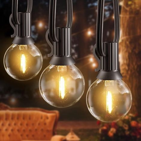 Guirlande Guinguette Extérieur G40, GPATIO 7.6M/ 25FT Guirlande Lumineuse Exterieure avec E12 12+1 LED Ampoules IP45 Imperméable, Blanc Chaud Chaîne Lumiere Exterieur pour Patio Fête Mariage (1/5)
