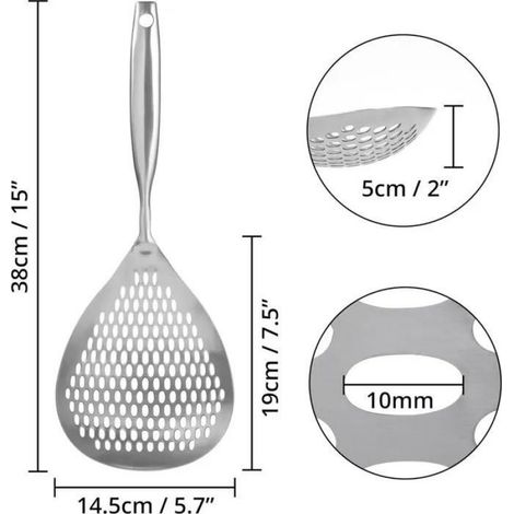 Écumoire - Acier Inoxydable 304 - Pour Égouttage Pâtes Légumes Friture - Poignée Suspendue - 1 Pièce (1/5)