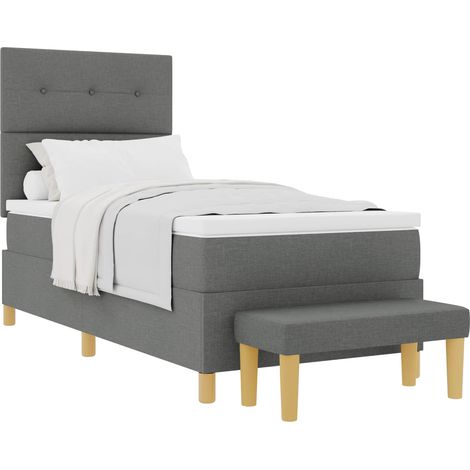 Lit simple  Lit adulte  Lit à ressorts avec matelas Gris foncé 80 x 200 cm tissu