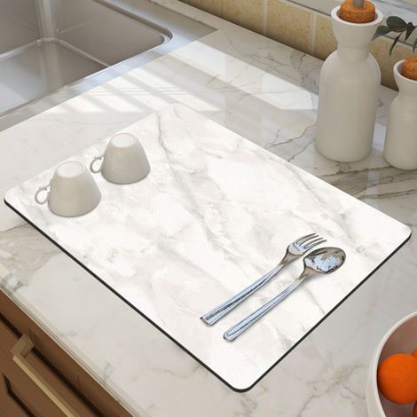 Tapis Absorbant De Cuisine - En Terre Diatomée Et Caoutchouc Naturel - Pour Égoutter Assiettes Tasses Bols - 30 X 40 Cm - 1 Pièce (1/5)
