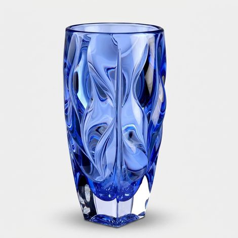 Vaso decorativo in vetro di design trasparente Onde - Blu (1/2)
