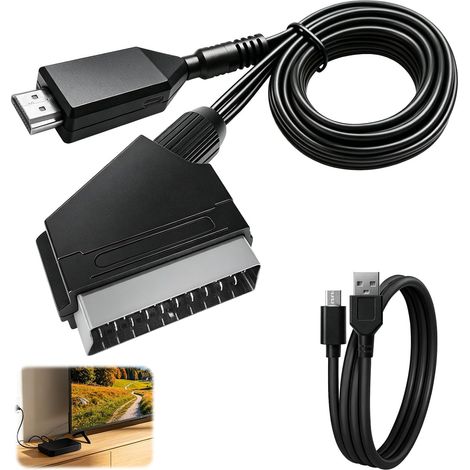 Convertisseur Péritel Vers HDMI - 1 Unité - Plastique Noir - Sortie 1080p - Pour Console Rétro Et DVD - Compact (1/5)