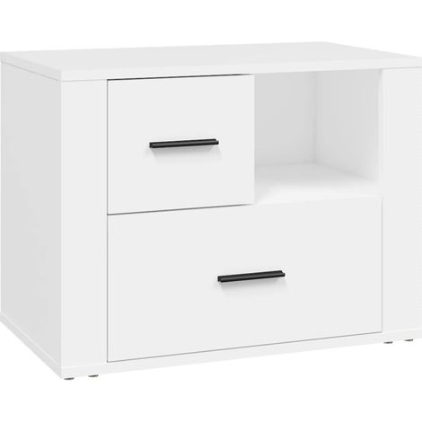 Comodino con 2 cassetti e un vano 60 x 36 x 45 cm in legno ingegnerizzato bianco DEC033426