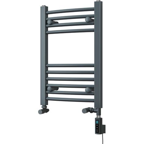 Zennor - Anthracite Dual Fuel Towel Rail H600mm x W400mm Thermostatic WIFI - Curved (1/3)