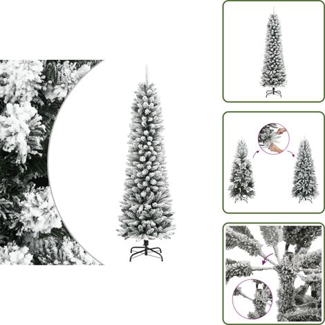 vidaXL Sapin de Noël artificiel mince avec neige floquée 180 cm PVC/PE (1/5)