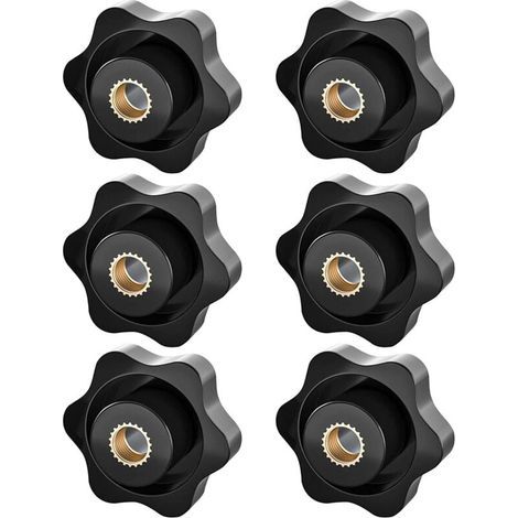 Boutons de serrage M8, écrous étoiles, boutons de serrage filetés moletés, boutons d'écrou de serrage à tête étoilée, jeu de 6 pièces (1/5)