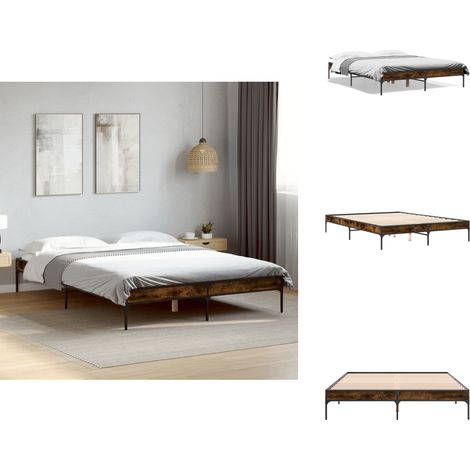 Cadre de lit sans matelas chêne fumé 150x200 cm - Cadre De Lit - Lit Double - Lit En Bois - Lit Design - Literie (1/5)