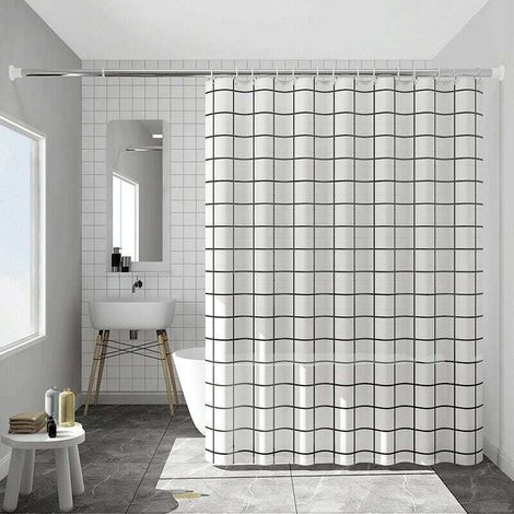 1 Stück 180 x 200 cm Schnelltrocknender, wasserdichter Duschvorhang mit beschwertem Saum, waschbarer Badezimmervorhang aus Polyester mit 12 Haken