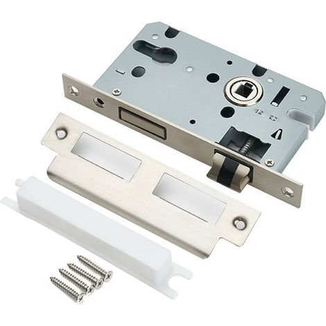 Boîtier de Serrure Axe 50 Version Cylindre - Coffre Galvanisé, Têtière Inox, Sans Gâche - Modèle Encastrable pour Porte d'Entrée - Finition Grise (1/2)