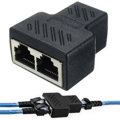 Adaptateur répartiteur RJ45 pour câble Ethernet LAN, connecteur à deux ports femelles (1 ou 2 voies). (1/5)