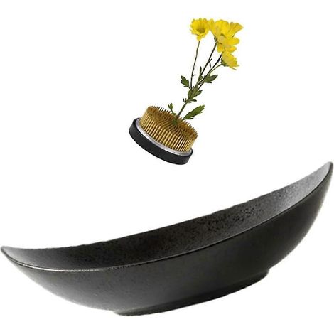 Ensemble vase, support à fleurs Kanzan de 5 cm avec vase bol de 23 cm - Support à fleurs inclus (1/5)
