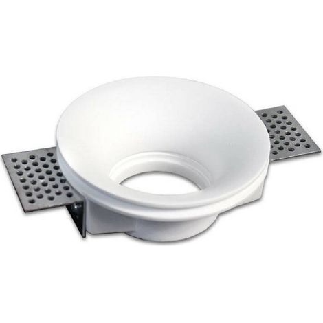 TrAdE Shop Traesio - Portafaretto A Incasso In Gesso Scomparsa Tondo Supporto Faretto Gu10 Gs-13 - (1/2)