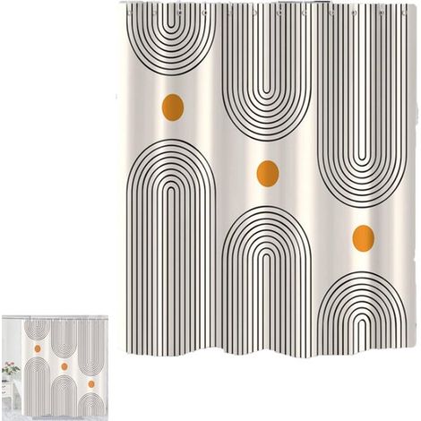 Cortina de ducha estilo bohemio de mediados de siglo, Impermeable, Lavable, Poliéster, Tela impermeable lavable a máquina, 180 x 180 cm (1/5)
