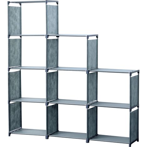 Herzberg scaffale per libri con scaffale per scale a 9 strati - 125x125 cm grigio