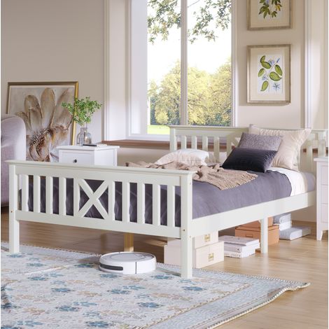 letto matrimoniale 140x200 con cassetti legno bianco OKMYHOME (1/5)