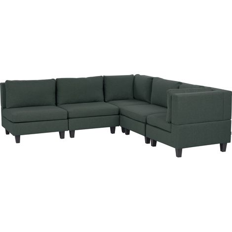 Modular Corner Sofa 5 Seater UNSTAD Fabric Dark Green Left Hand (1/5)