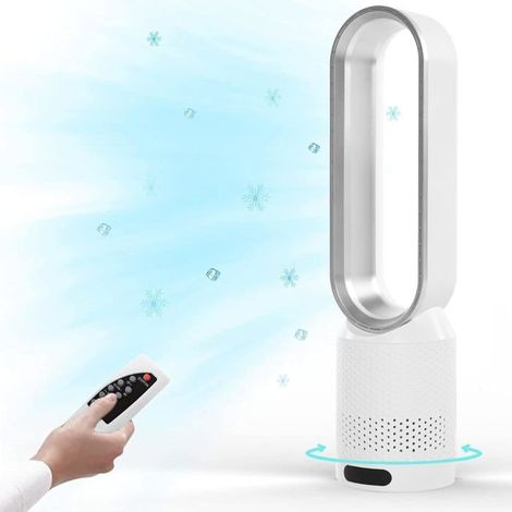 Ventilateur silencieux 20″ argent tactile – sans pales, 8 vitesses, télécommande, oscillation 90°, minuteur 2h, Silencieux 30dB (1/4)