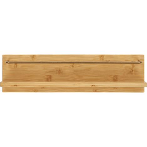 Mensola da parete Ember piccola in bambù e metallo naturale 45×10×12 cm