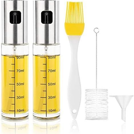 Vaporisateur spray d'huile d'olive vinaigre sauce soja jus de citron - Pulvérisateur bouteille flacon en verre bouchon acier inoxydable pour cuisine saine friteuse salade Barbecues plancha camping (1/5)