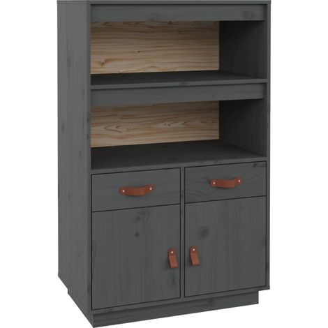 vidaXL Credenza Grigia 67x40x108,5 cm in Legno Massello di Pino (1/5)