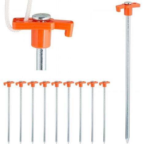 Orange, lot de 10, ancres pour sols durs 25 cm, poteaux, c.m. zingués. (1/5)