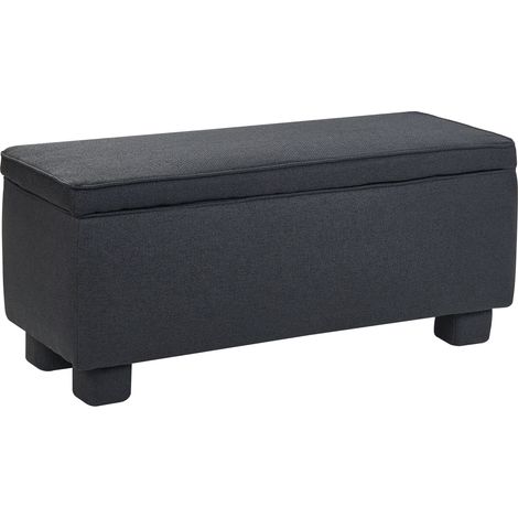 Banco para pasillo con almacenaje patas de madera de álamo tapizado de tela moderno negro Ithaca