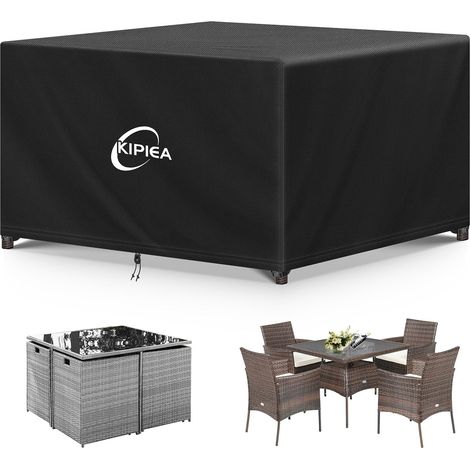 Housses Salon de Jardin Exterieur Imperméable, Carré Housses Table de Jardin Coupe-Vent, 420D Tissu Oxford Bache De Protection Salon de Patio Exterieur, Anti-UV- 115x115x71cm (1/5)