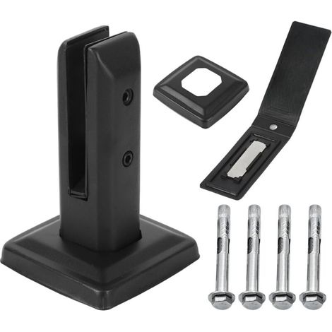 Glass Clamp Stand Up Black Glass Brackets with Screws 304 Stainless Steel H 160mm Post Clamps for 10-13mm Glass Stair Handrail Fence Pool Deck Fence (1/5)