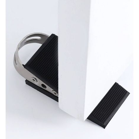 4 Pièces Cale de Porte en Caoutchouc Cale de Porte Cale-Porte Mobile Protection de Porte Noir Cale en Caoutchouc Antidérapant avec Supports en Acier Inoxydable Cale Anti-Rayures