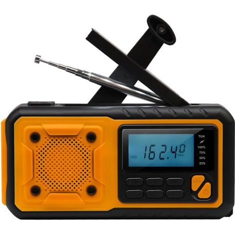 Radio de emergencia solar de cuerda,5000 mAh,Cuatro modos de alimentación,Radio multibanda AM/FM SW,pantalla LED de lectura (1/5)