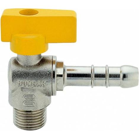 Rubinetto a squadra con leva 1/2" x 14 maschio con portagomma METANO enolgas