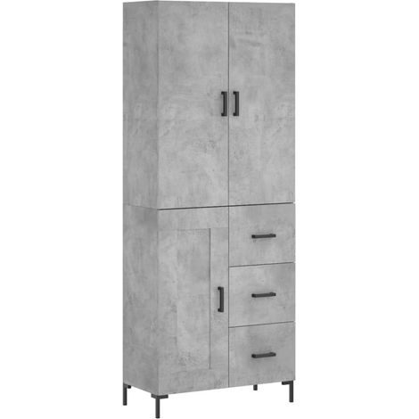 Maison Exclusive - Buffet haut Gris béton 69,5x34x180 cm Bois d'ingénierie (1/5)
