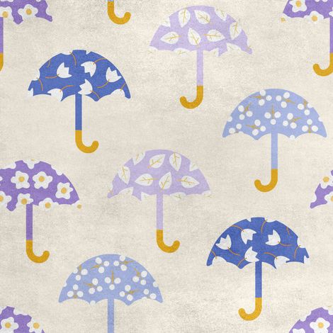 Tissu polyester velours royal pour couture - Motif parapluie floral (1/5)