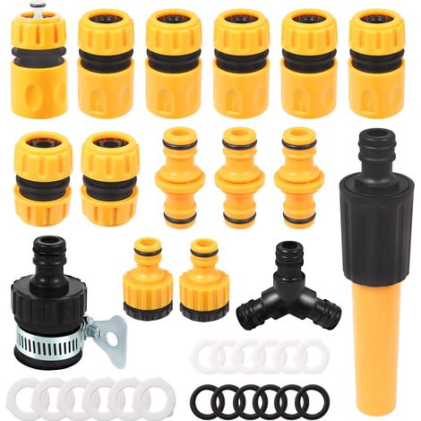 Raccord Rapide Tuyau D'arrosage 19mm Connecteur tuyau arrosage 16 Pièces Pièces et Raccords de Tuyau D'arrosage 1/2 in 3/4 in Embout tuyau Arrosage pour Arrosage de Jardin Lavage de Voiture (1/5)