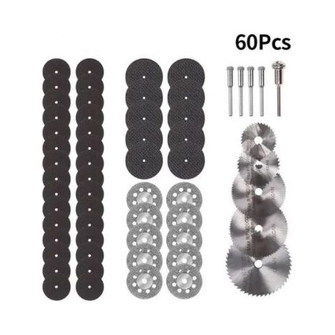 60 Pcs Mini Disque Diamant à Tronçonner Mini Lame de Scie Circulaire HSS Mini Disque de Coupe pour Bois Verre Plastique Métal Pierre (1/5)