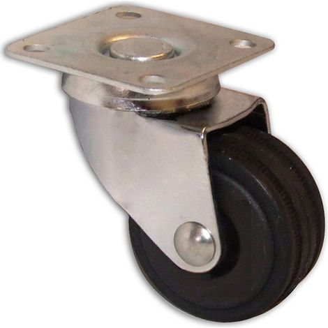 MASIDEF - RUOTA PIROETTANTE IN GOMMA E NYLON CON PIASTRA MM 40