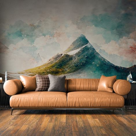 Papier Peint Montagne - Sommets Voilés par la Brume - 150 x 250 cm (1/2)