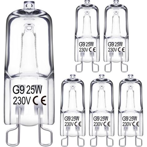 Ampoule halogène G9, 25W, 230V Ampoule halogène G9, Intensité Variable, 2800K Blanc Chaud, 330LM, Pour Four, Oven Micro-ondes (Lot de 6) [Classe énergétique G] (1/5)