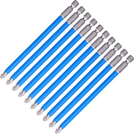 Lot de 10 embouts cruciformes magnétiques anti-dérapants 127mm pour visseuse électrique, tournevis à chocs antidérapants (1/5)