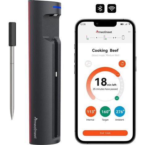 Termometro da cucina intelligente Meatmeet Pro con app Bluetooth, per grill, forno e affumicatore - Nero (1/5)