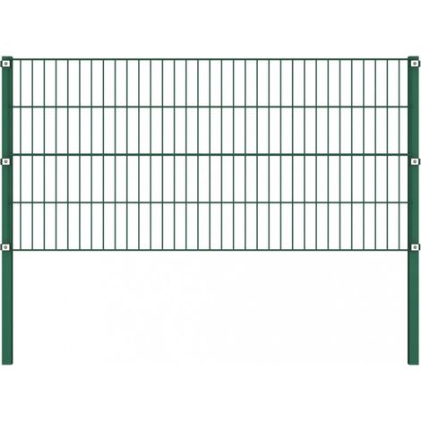 vidaXL Fence Panel with Posts Iron 176,5x80 cm Green